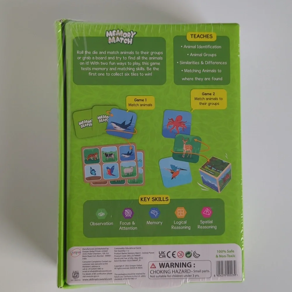 Skillmatics Memory Match animal planet roll match learn family learning game NWT